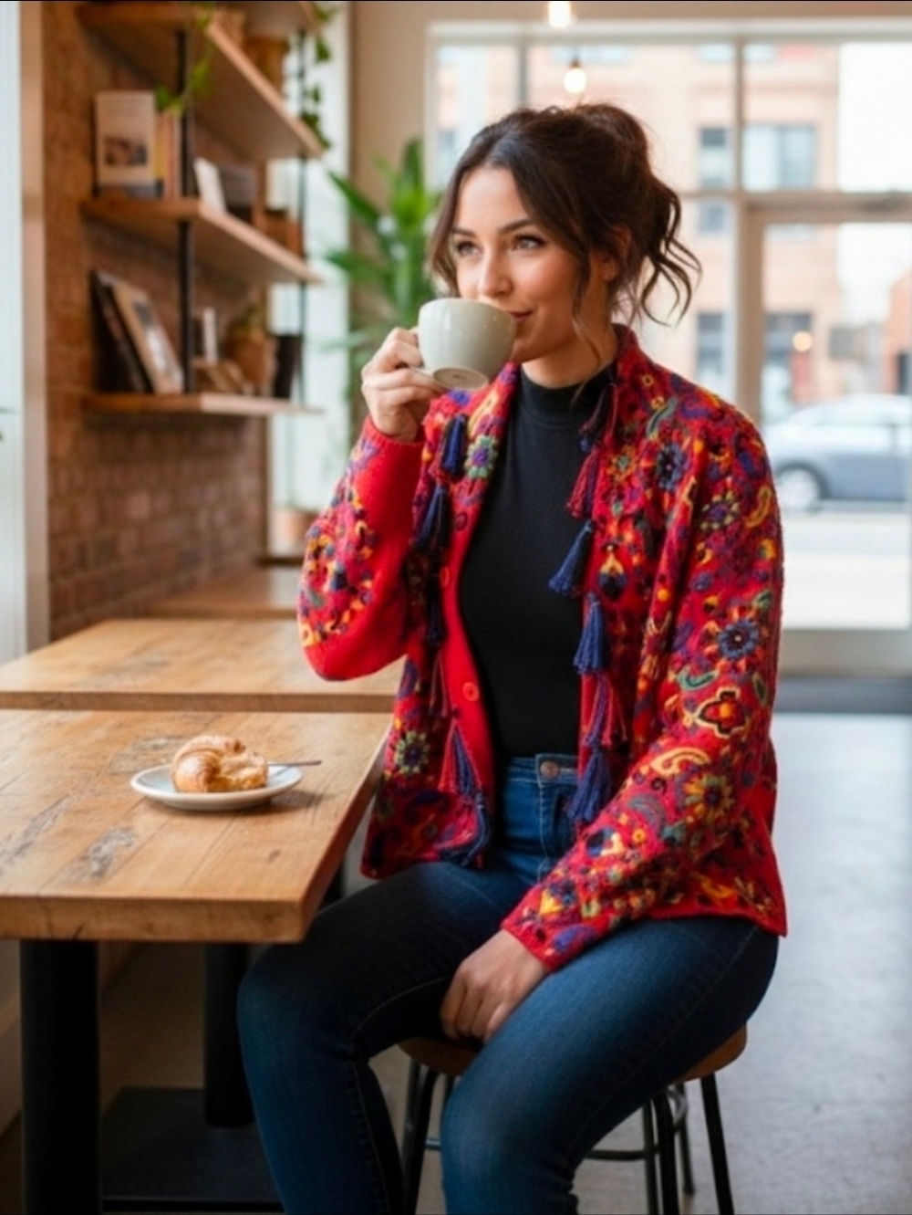 Michael Simon Multicolor Embroidered Jacket Size 2